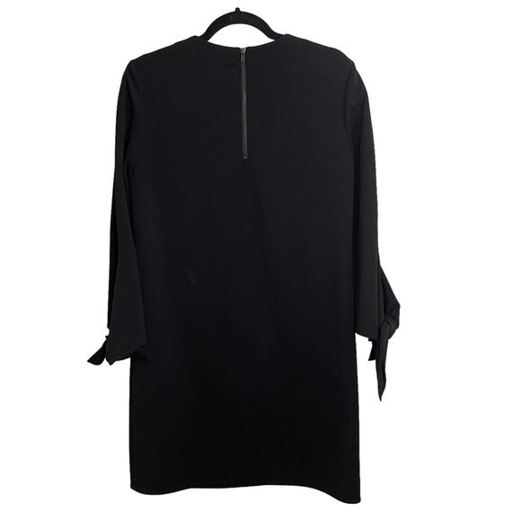 Tibi Tie Sleeve Structured Crepe Black Shift Dress - Picture 4 of 9